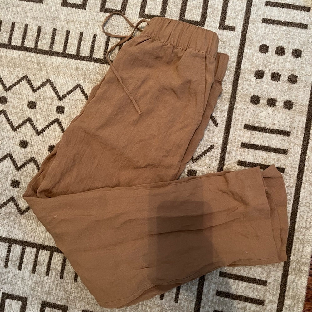 Tan linen style pants